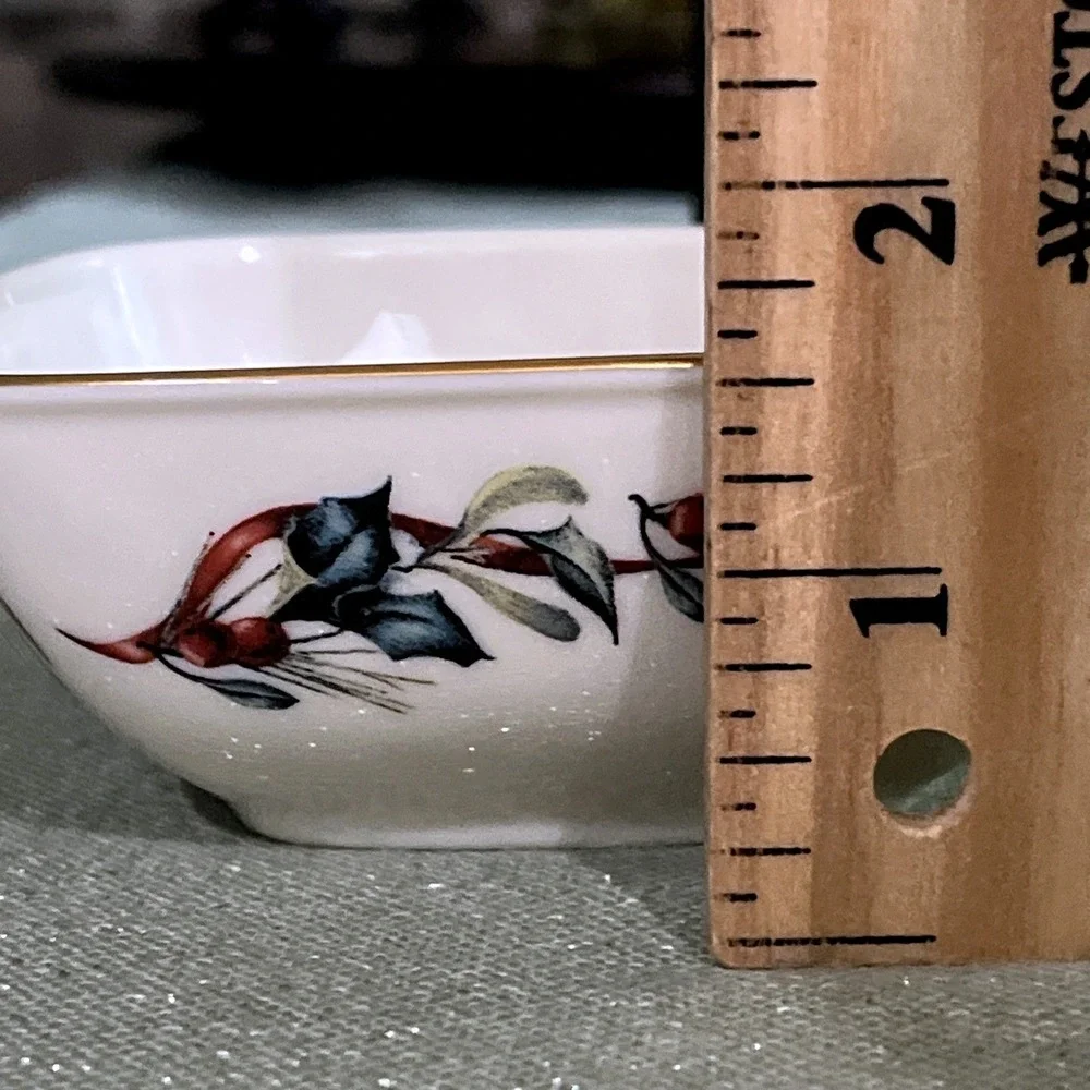 LENOX WINTER GREETINGS 2 Dipping Bowls~NUTHATCH & CHICKADEE~Catherine McClung